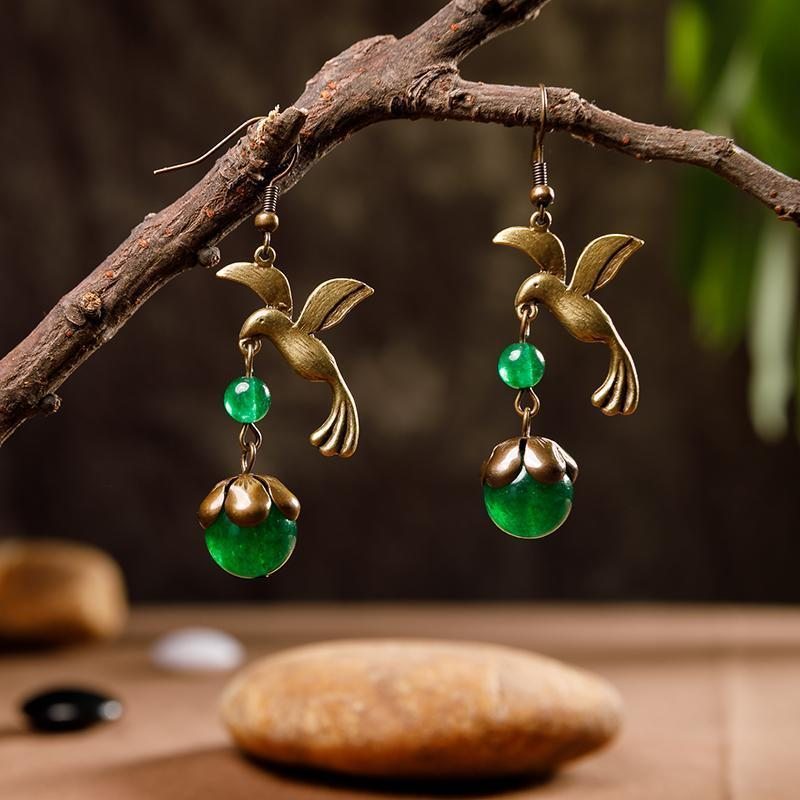 Boucles D'oreilles En Alliage Rétro Pour Femmes Bird And Beads