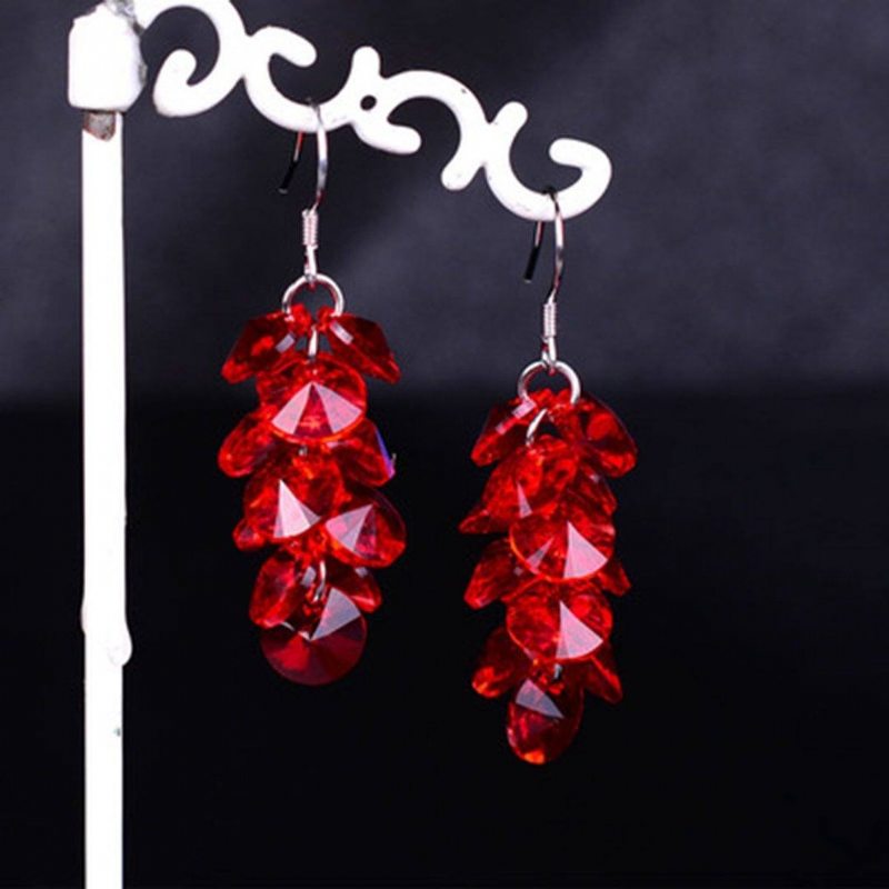 Boucles D'oreilles Cadeaux Brillantes En Argent Sterling 925 Avec Cristal Autrichien De Type Raisin Multicouche