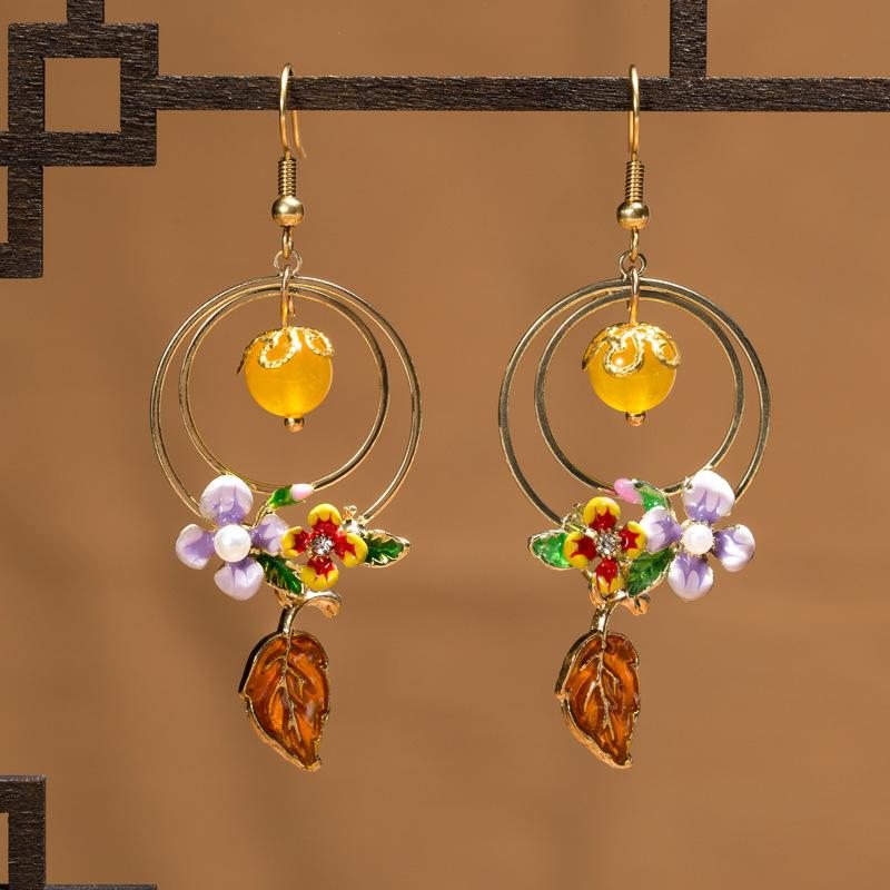 Boucles D'oreilles Cloisonnées Style Ethnique Vintage Palace