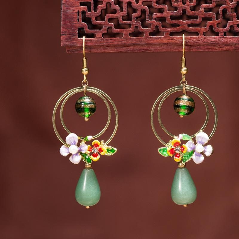 Boucles D'oreilles Cloisonnées Style Ethnique Vintage Palace