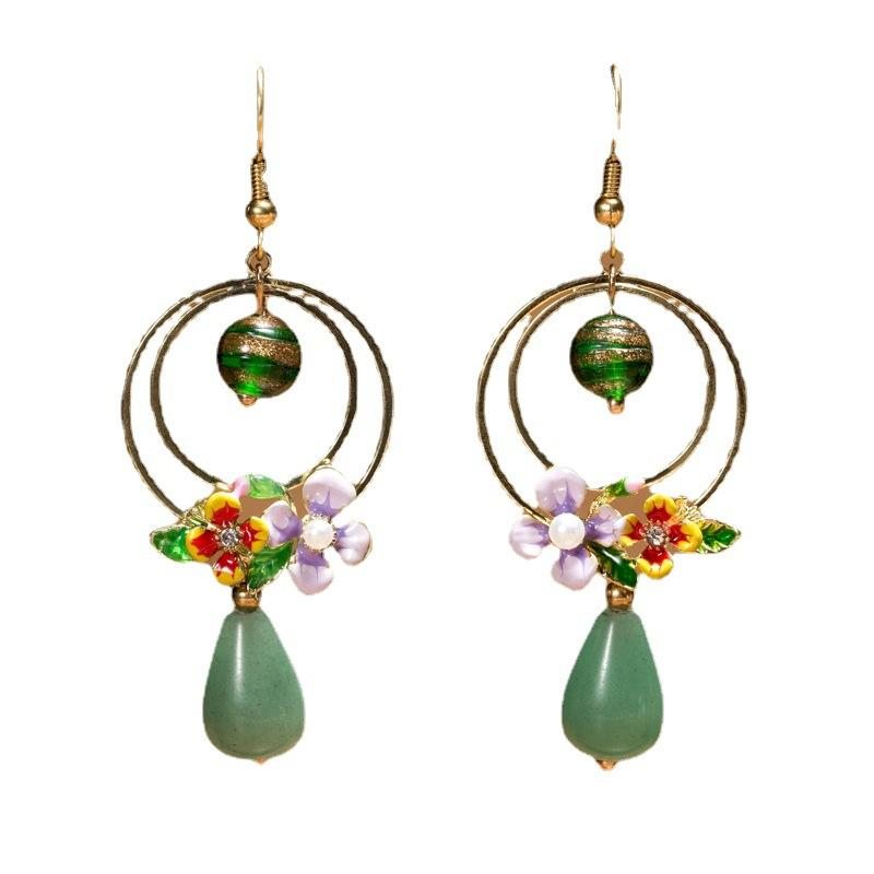 Boucles D'oreilles Cloisonnées Style Ethnique Vintage Palace