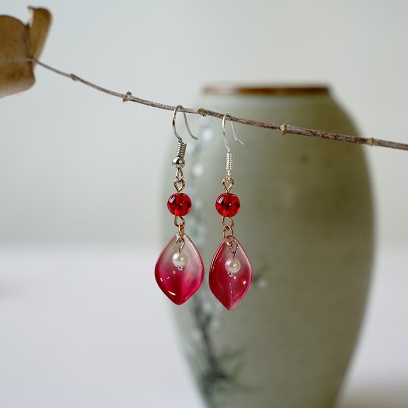 Boucles D'oreilles Femme Vintage Verre Et Perle