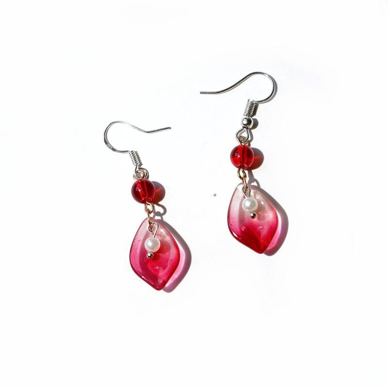 Boucles D'oreilles Femme Vintage Verre Et Perle