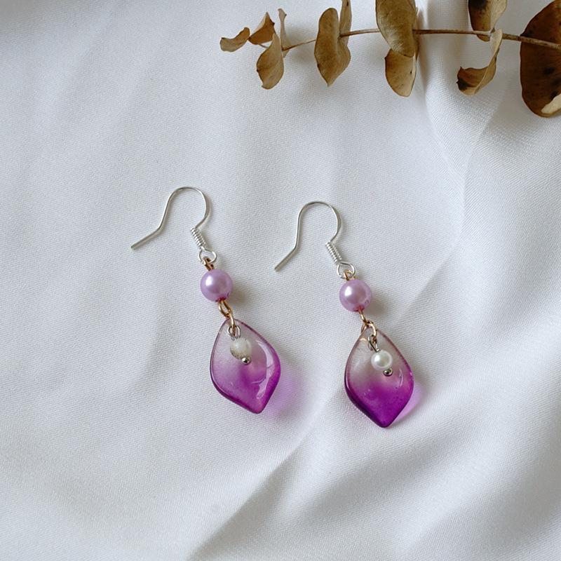 Boucles D'oreilles Femme Vintage Verre Et Perle