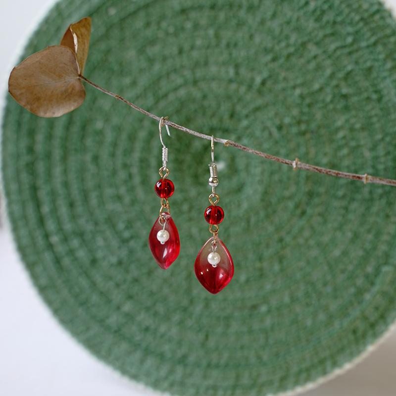 Boucles D'oreilles Femme Vintage Verre Et Perle