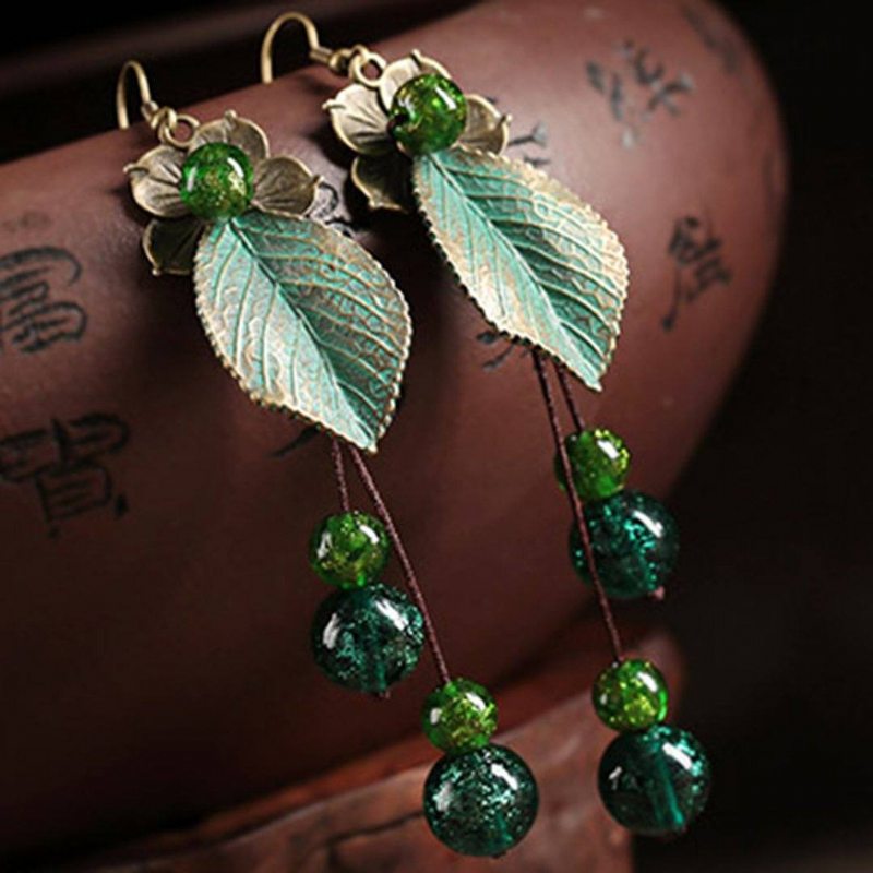 Boucles D'oreilles Feuilles Style Ethnique Femme Bijoux Rétro