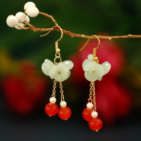 Boucles D'oreilles Longues Perle Vintage Bijoux De Style Ethnique