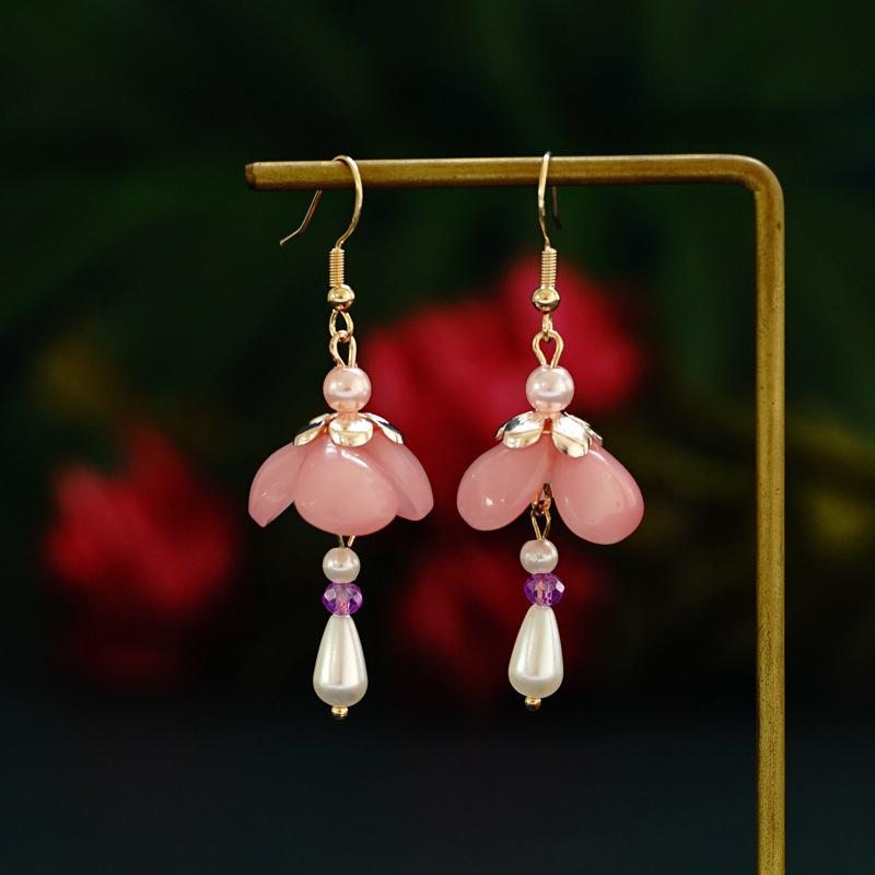 Boucles D'oreilles Longues Perle Vintage Bijoux De Style Ethnique