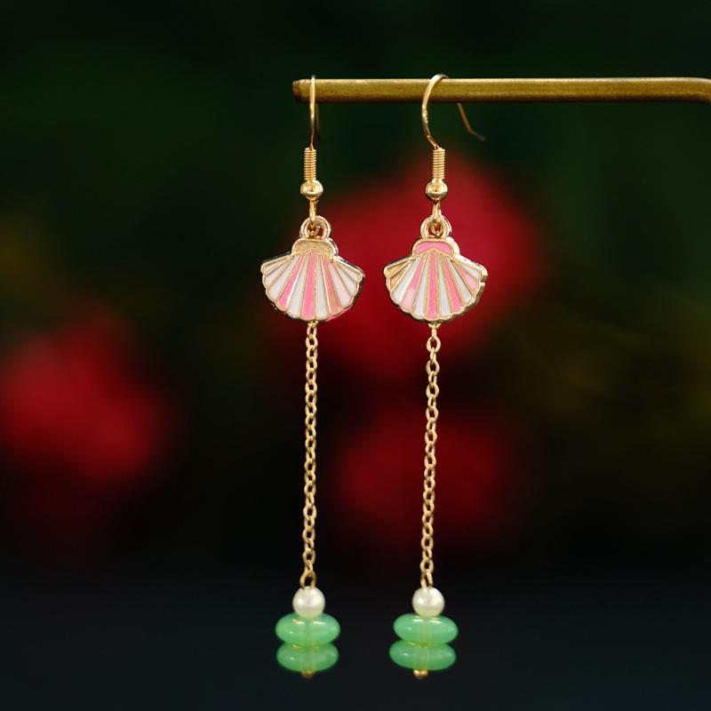 Boucles D'oreilles Longues Perle Vintage Bijoux De Style Ethnique