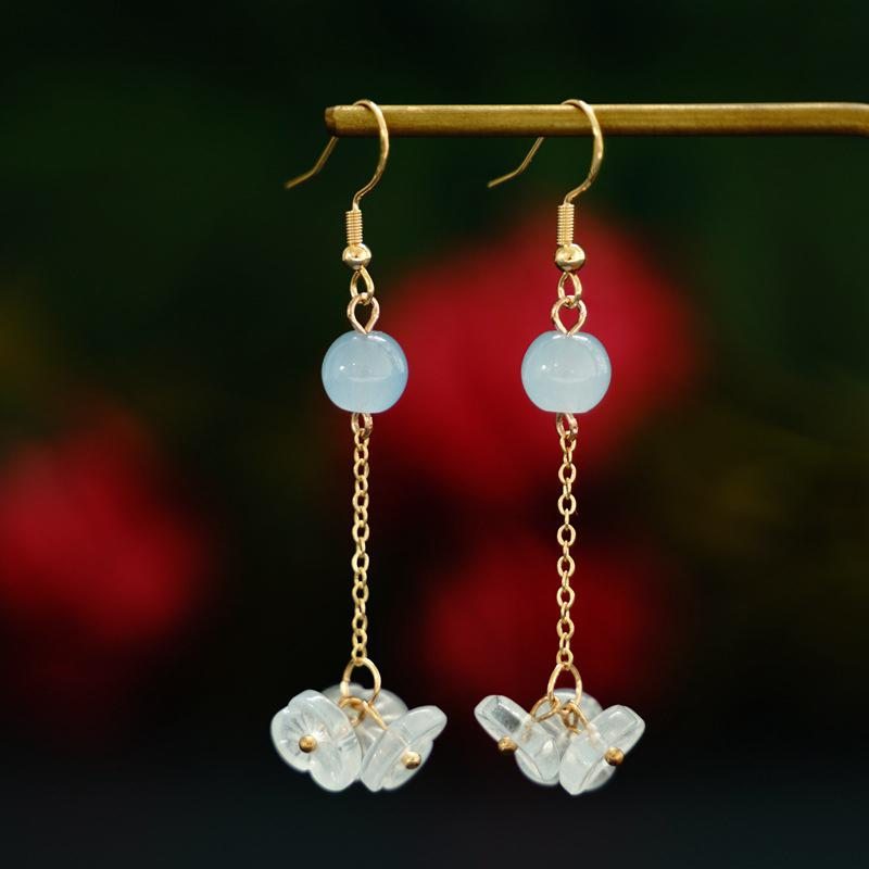 Boucles D'oreilles Longues Perle Vintage Bijoux De Style Ethnique