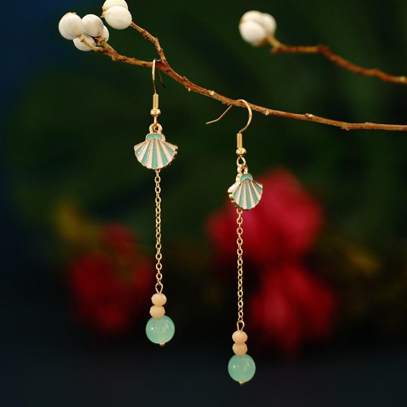 Boucles D'oreilles Longues Perle Vintage Bijoux De Style Ethnique