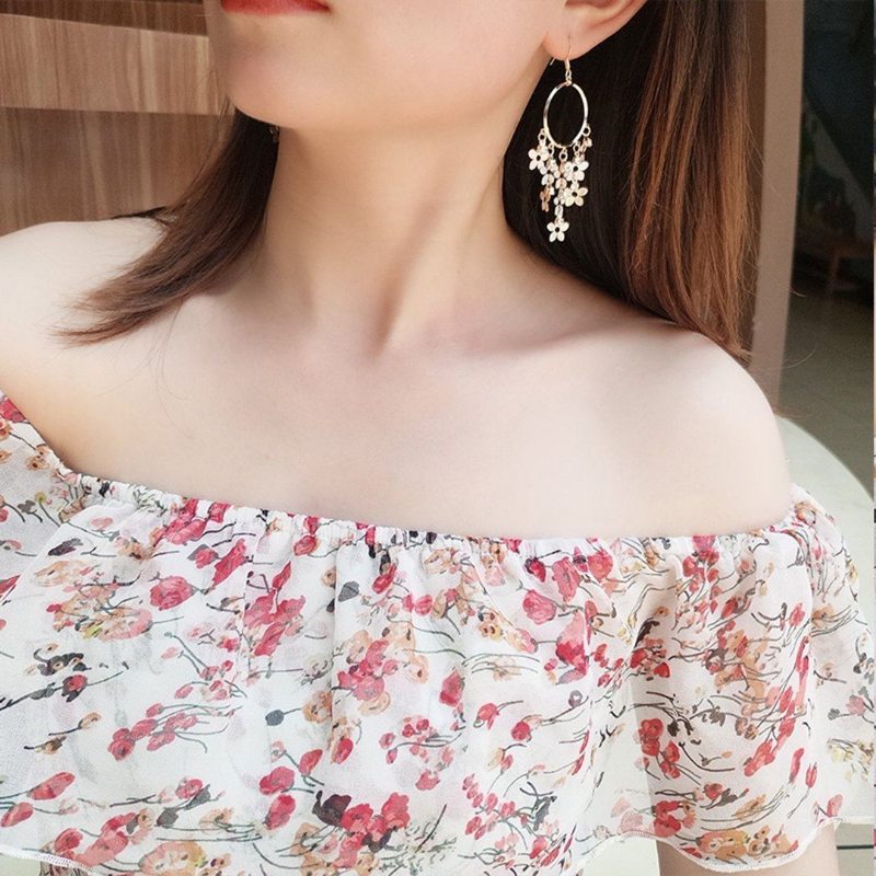 Boucles D'oreilles Pendantes Avec Fleurs En Métal