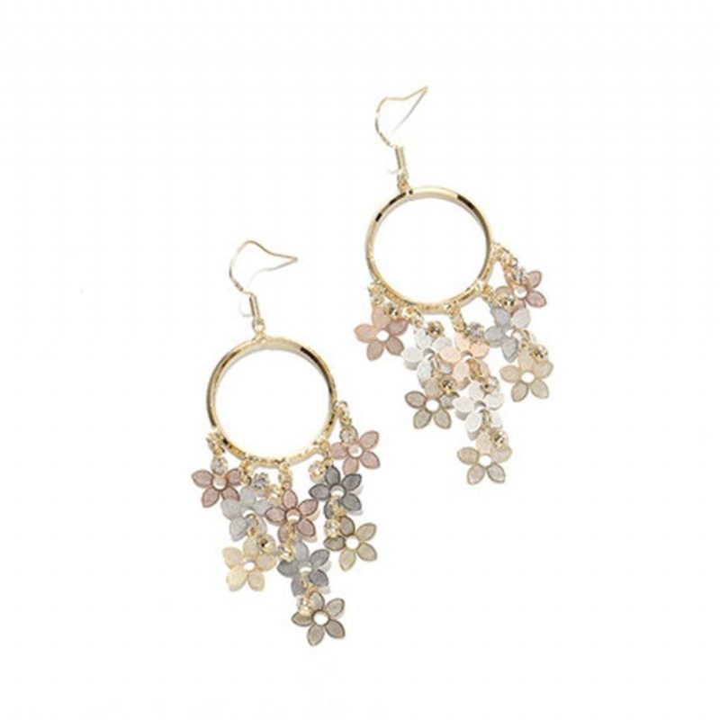 Boucles D'oreilles Pendantes Avec Fleurs En Métal