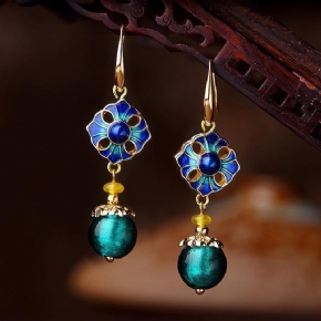 Boucles D'oreilles Pendantes Ethnique Fait Main Glaze Cloisonné Qualité