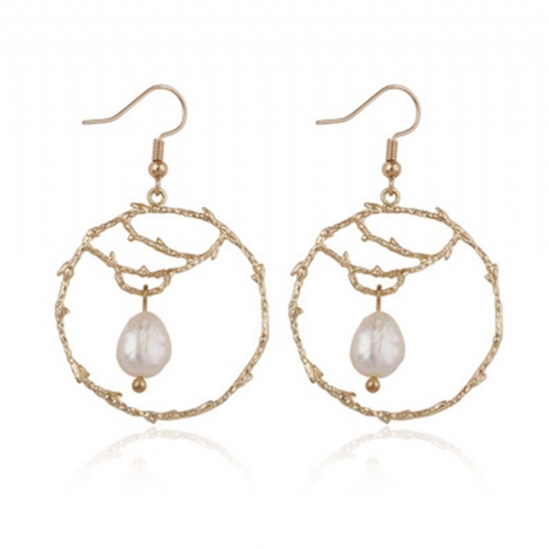 Boucles D'oreilles En Perles Naturelles Hypoallergéniques Originales Bijoux De Mode En Alliage Créatif