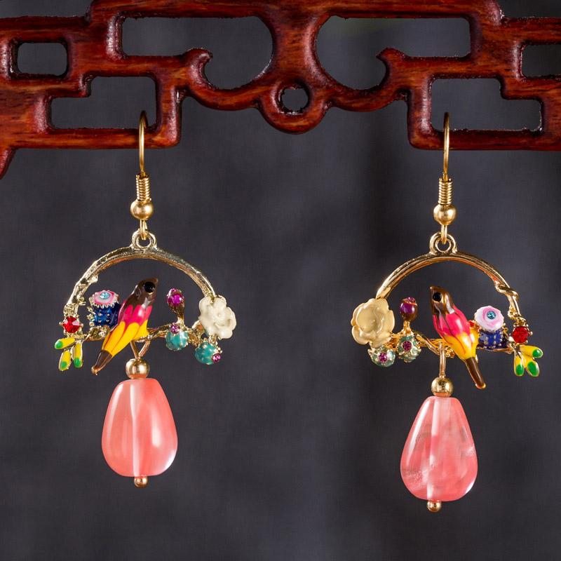 Boucles D'oreilles Rétro De Bijoux Ethniques Anciens Chinois