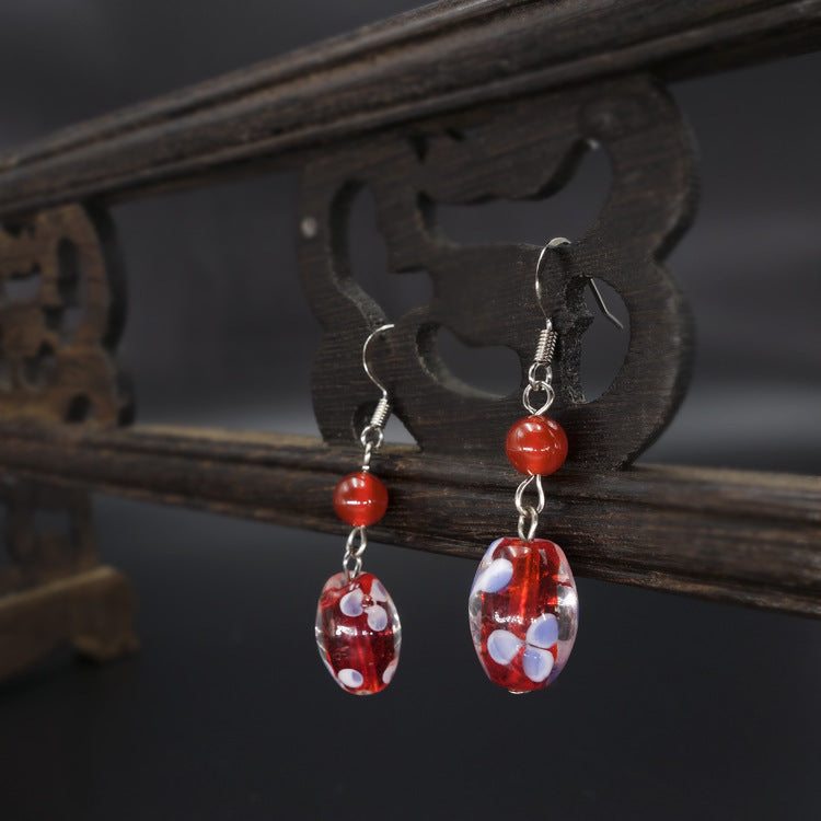 Boucles D'oreilles Rétro Ethnique En Verre