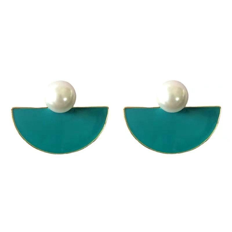 Boucles D'oreilles Vintage Blue-green Drip Glaze Pearl