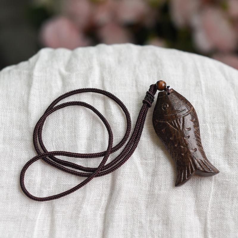 Collier En Bois De Poisson Simple Rétro Littéraire Sauvage