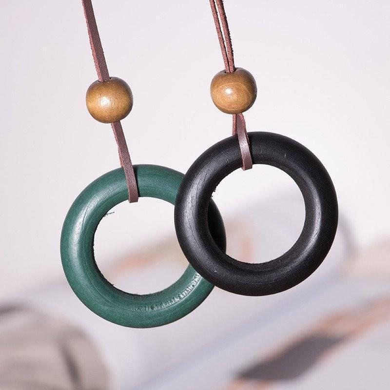 Collier Cercle En Bois Rétro Pour Femmes Vintage