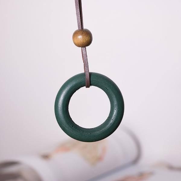 Collier Cercle En Bois Rétro Pour Femmes Vintage