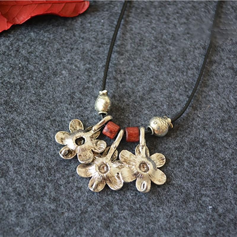 Collier Indie Folkalloy De Perles De Bois Vintage