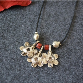 Collier Indie Folkalloy De Perles De Bois Vintage