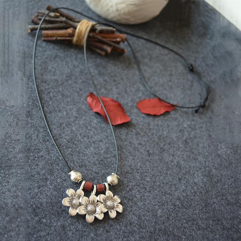 Collier Indie Folkalloy De Perles De Bois Vintage