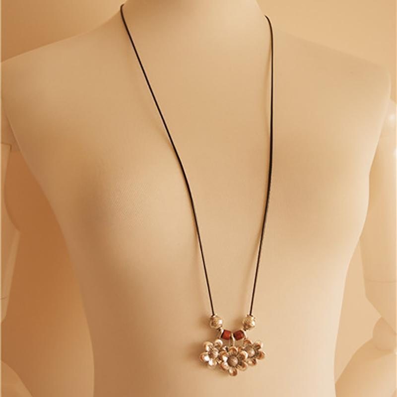 Collier Indie Folkalloy De Perles De Bois Vintage