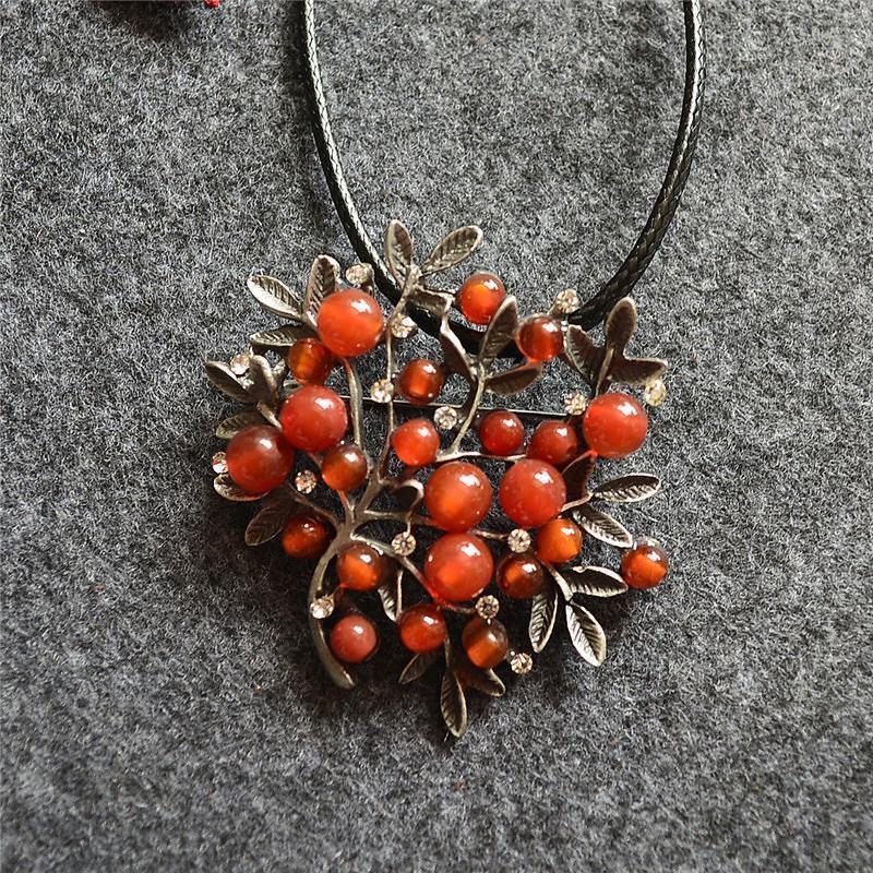 Collier Long En Alliage D'arbre À Motif Vintage