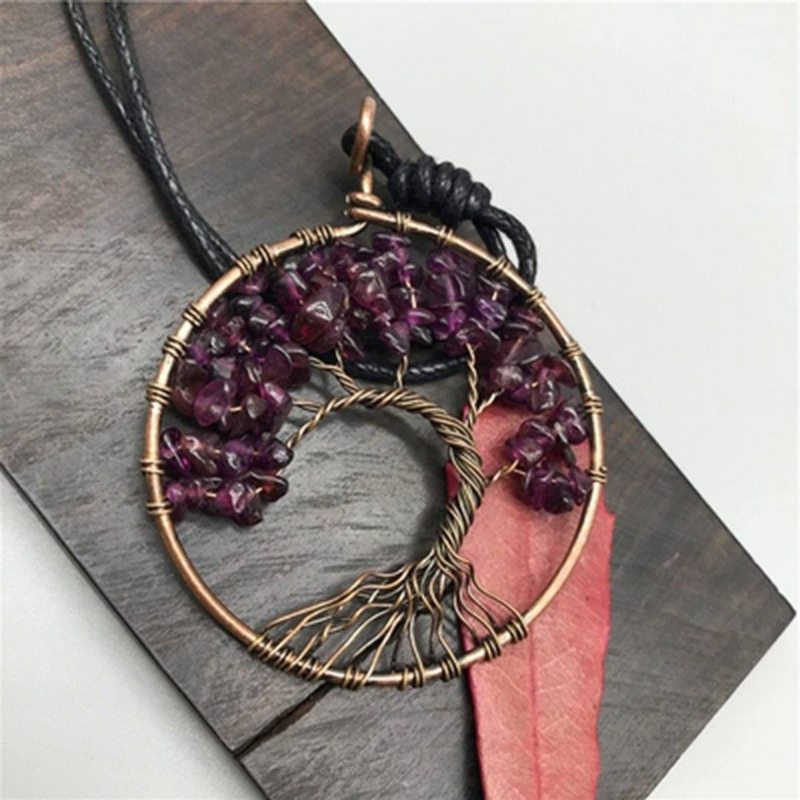 Collier Vintage En Forme D'arbre Roung Meatl