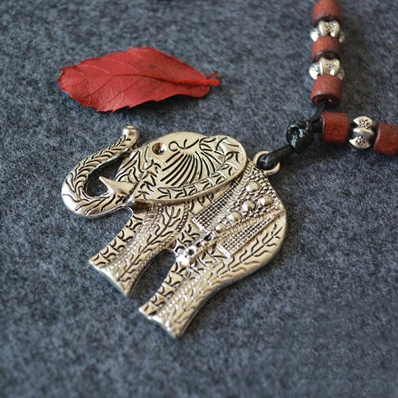 Colliers Pendentifs En Perles De Bois D'éléphant En Alliage