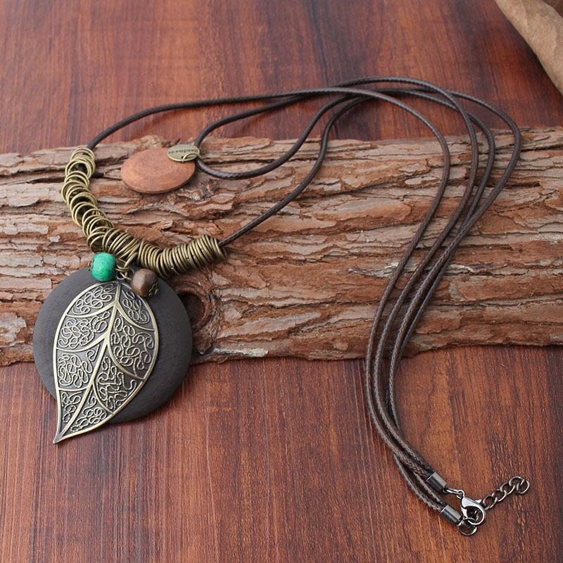 Nouveau Collier Femme Pendentif Feuille De Mode Vintage