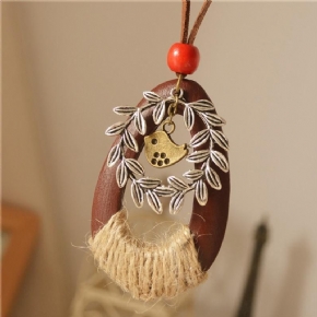 Pendentif Oiseau En Bois De Chanvre Fleur De Vigne