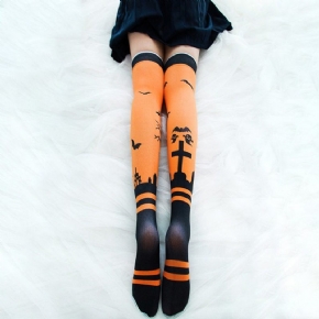 Chaussettes Moulantes En Velours Imprimé Halloween