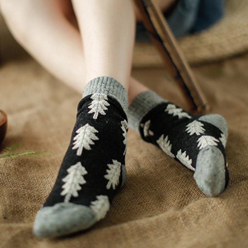 Chaussettes Tube Rétro En Coton Pour Femme