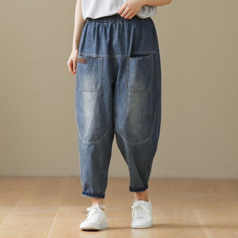 Jean En Denim De Coton Lâche Littéraire