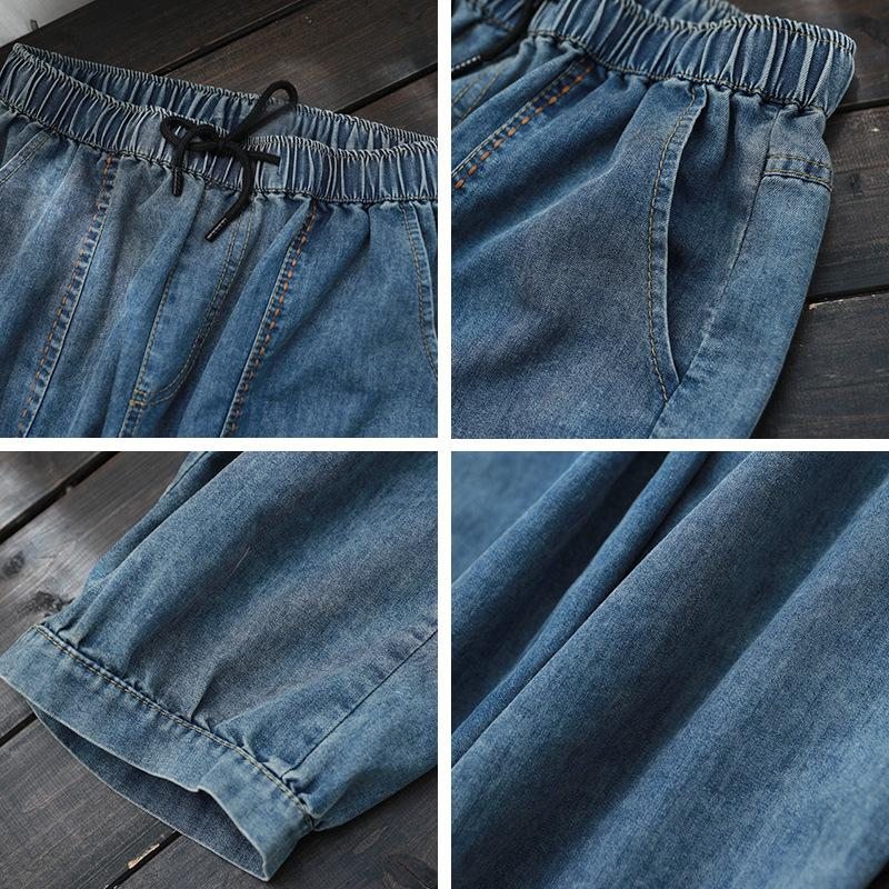 Jean Sarouel Ample En Denim À Taille Auto-élastique