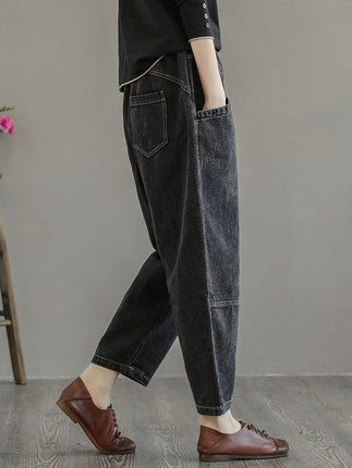 Jeans En Coton Ample Rétro Pour Femme Printemps-été