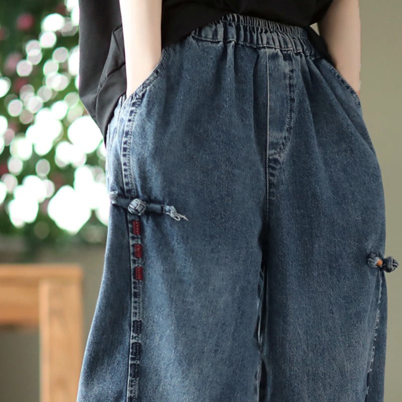 Jeans Décontractés En Denim De Coton Pour Femmes