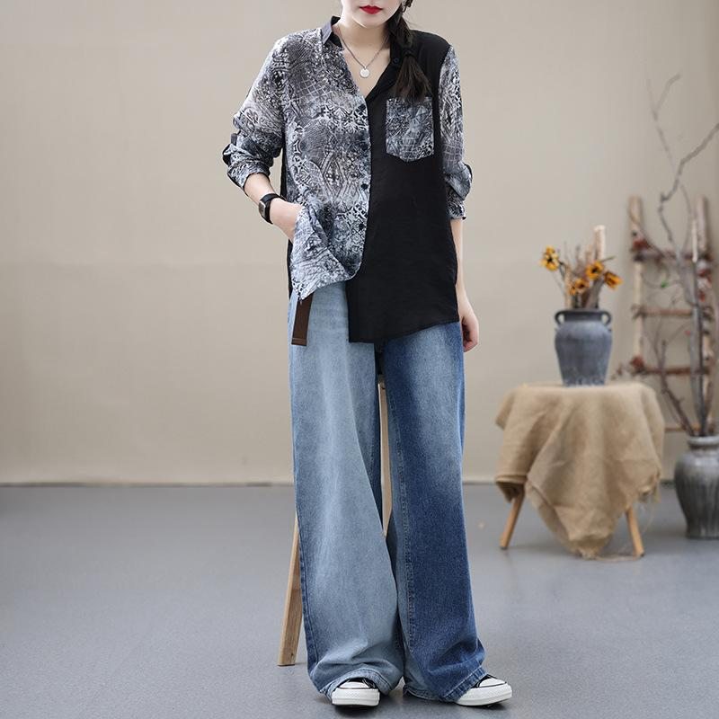 Pantalon En Denim De Coton Inélastique Décontracté D'automne