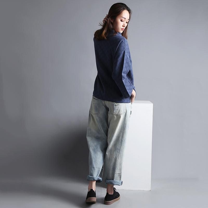 Pantalon En Denim Délavé Pour Femme Printemps-automne