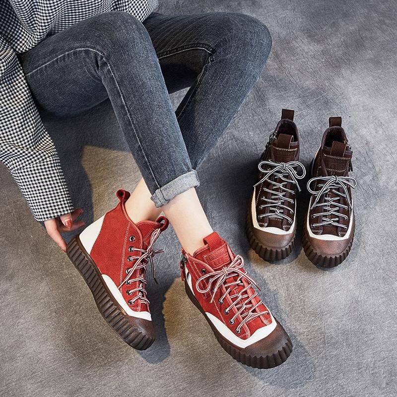 Automne Hiver Retro Stitch Platform Casual Chaussures