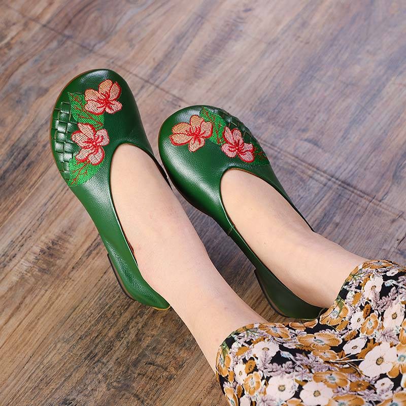 Chaussures Décontractées À Broderie Florale Vintage Pour Femmes