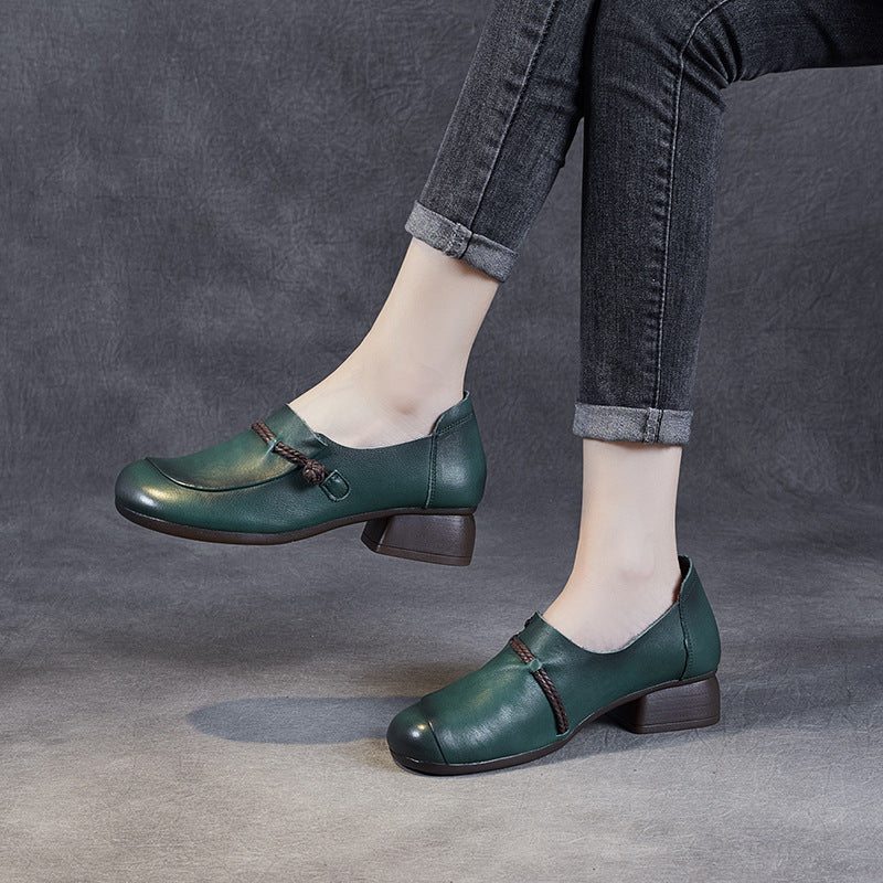 Chaussures Décontractées Compensées En Cuir Rétro Printemps Été Grande Taille