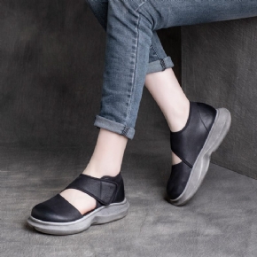 Chaussures Décontractées En Cuir À Bande Velcro Printemps Été Pour Femmes