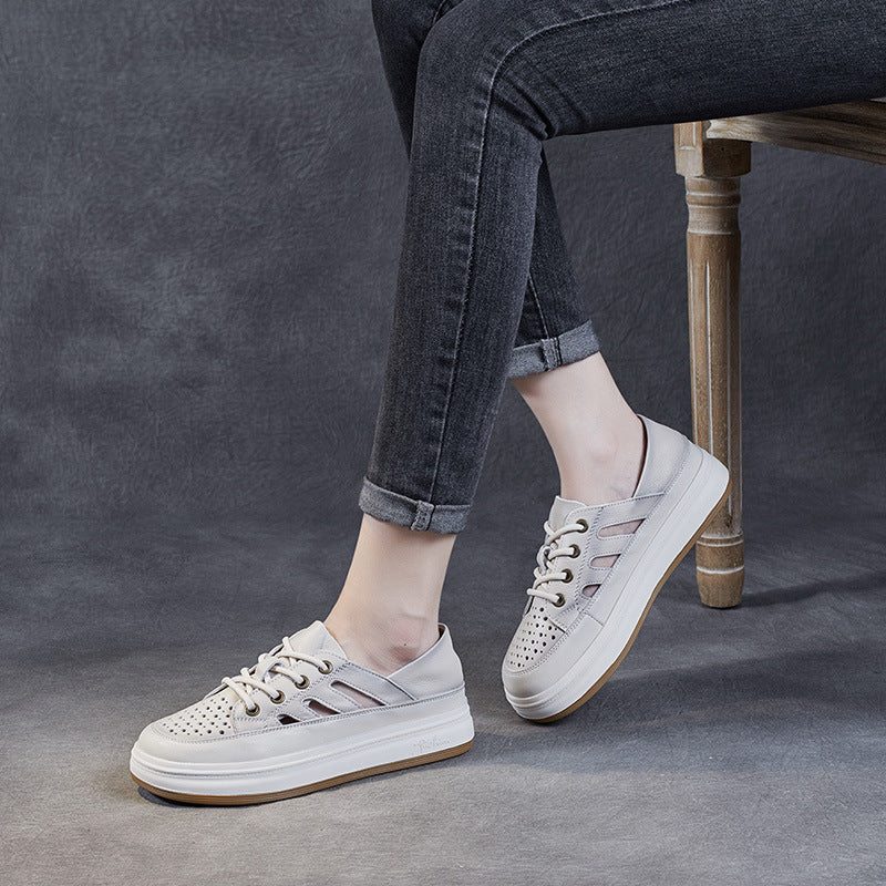 Chaussures Décontractées En Cuir Creux De Style Sport Pour Femmes D'été