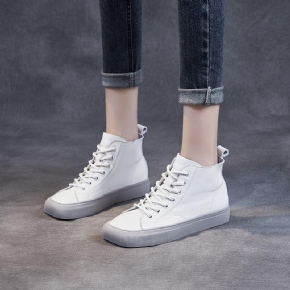 Chaussures Décontractées En Cuir Plat Pour Femmes Printemps Automne