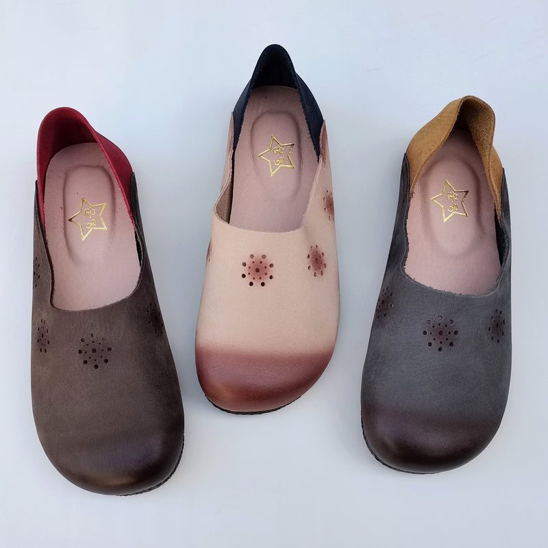 Chaussures Décontractées En Cuir Souple Creux Vintage D'été Grande Taille