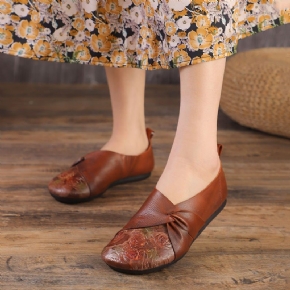 Chaussures Décontractées En Cuir Souple Vintage Pour Femmes